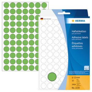 Etykiety samoprzylepne Herma okrągłe kropki 13mm zielone
